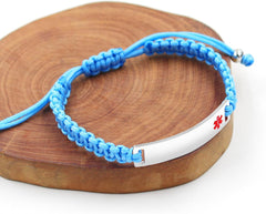 Uloveido Medical Alert ID Bracelet Laser Engraved Epilepsy Adjustable Wristband for Men Women Emergency First Aid, Handmade Braided Health Alert Engraved Bracelet Y3944