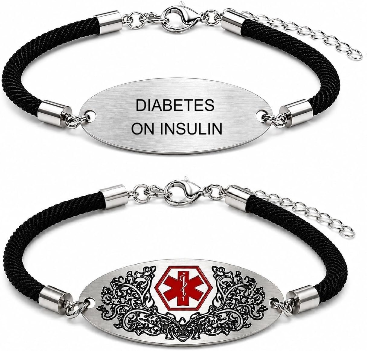 Medical Alert Bracelet with Dynamic QR Code or Custom Laser Engraving | Personalized Medical ID Bracelet | Emergency Medical Jewelry for Health Conditions | Stainless Steel Rope Chain