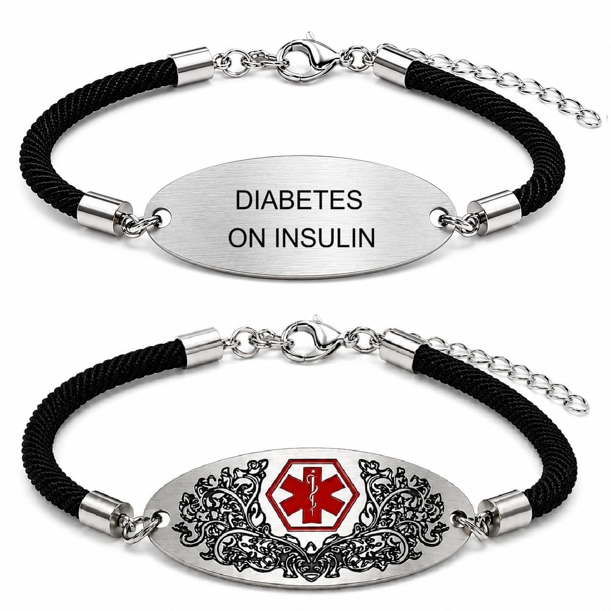 Medical Alert Bracelet with Dynamic QR Code or Custom Laser Engraving | Personalized Medical ID Bracelet | Emergency Medical Jewelry for Health Conditions | Stainless Steel Rope Chain