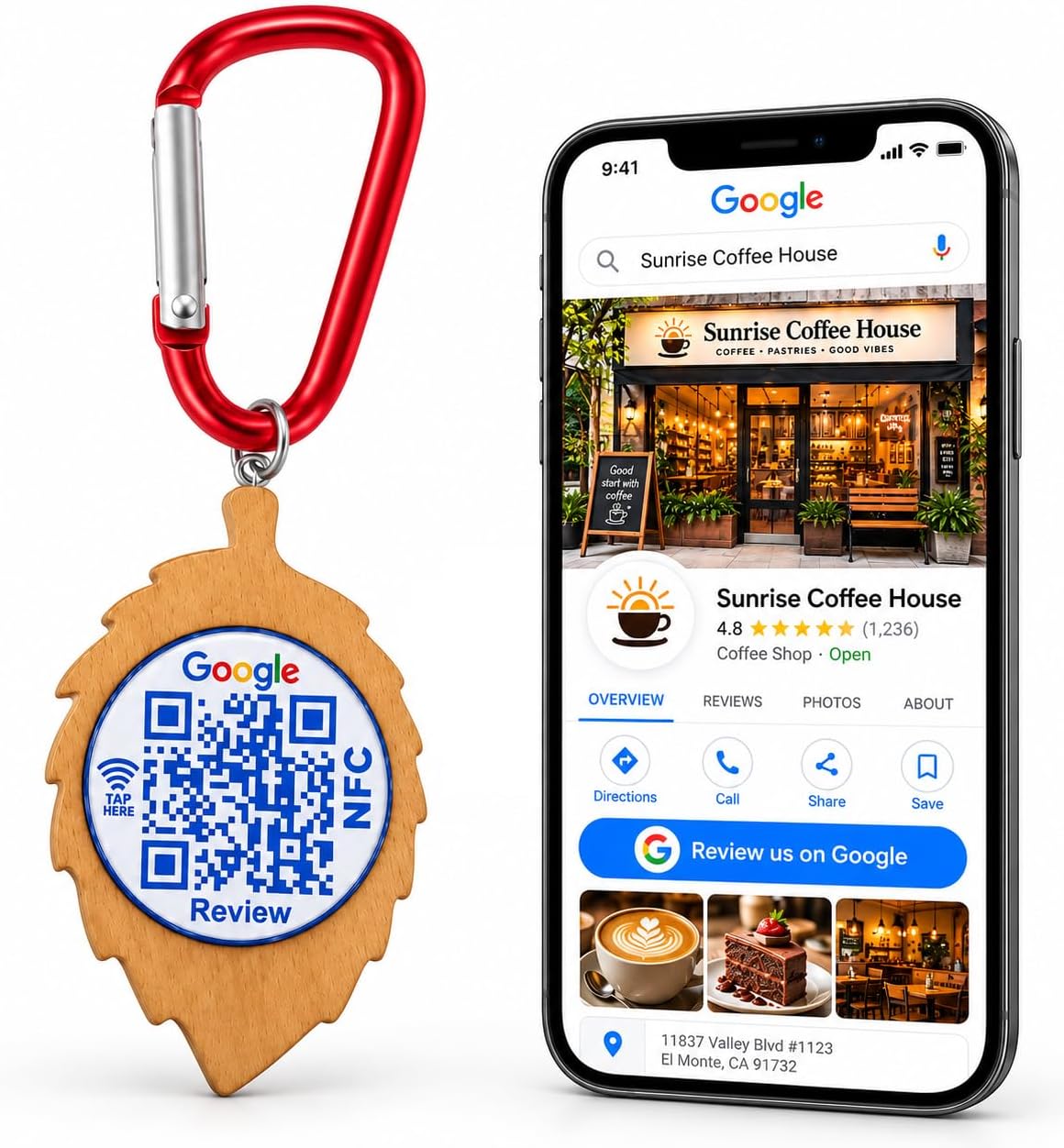NFC QR Code Business Keychain for Google Review – Editable Review Page & Customer Feedback | Uloveido