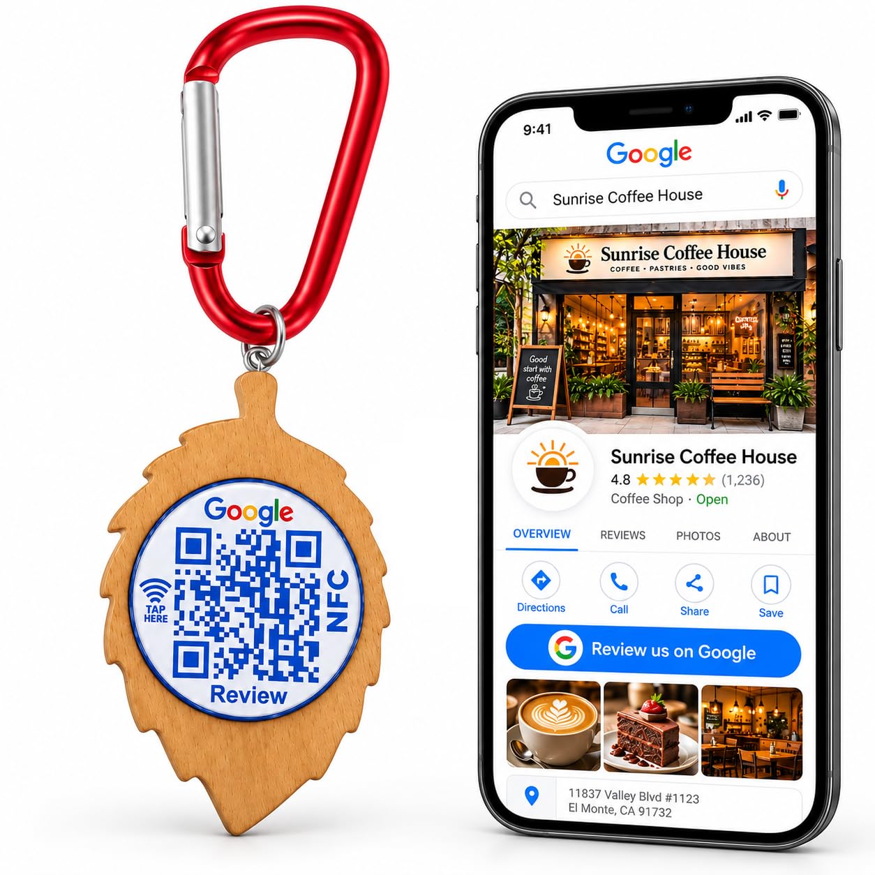 NFC QR Code Business Keychain for Google Review – Editable Review Page & Customer Feedback | Uloveido