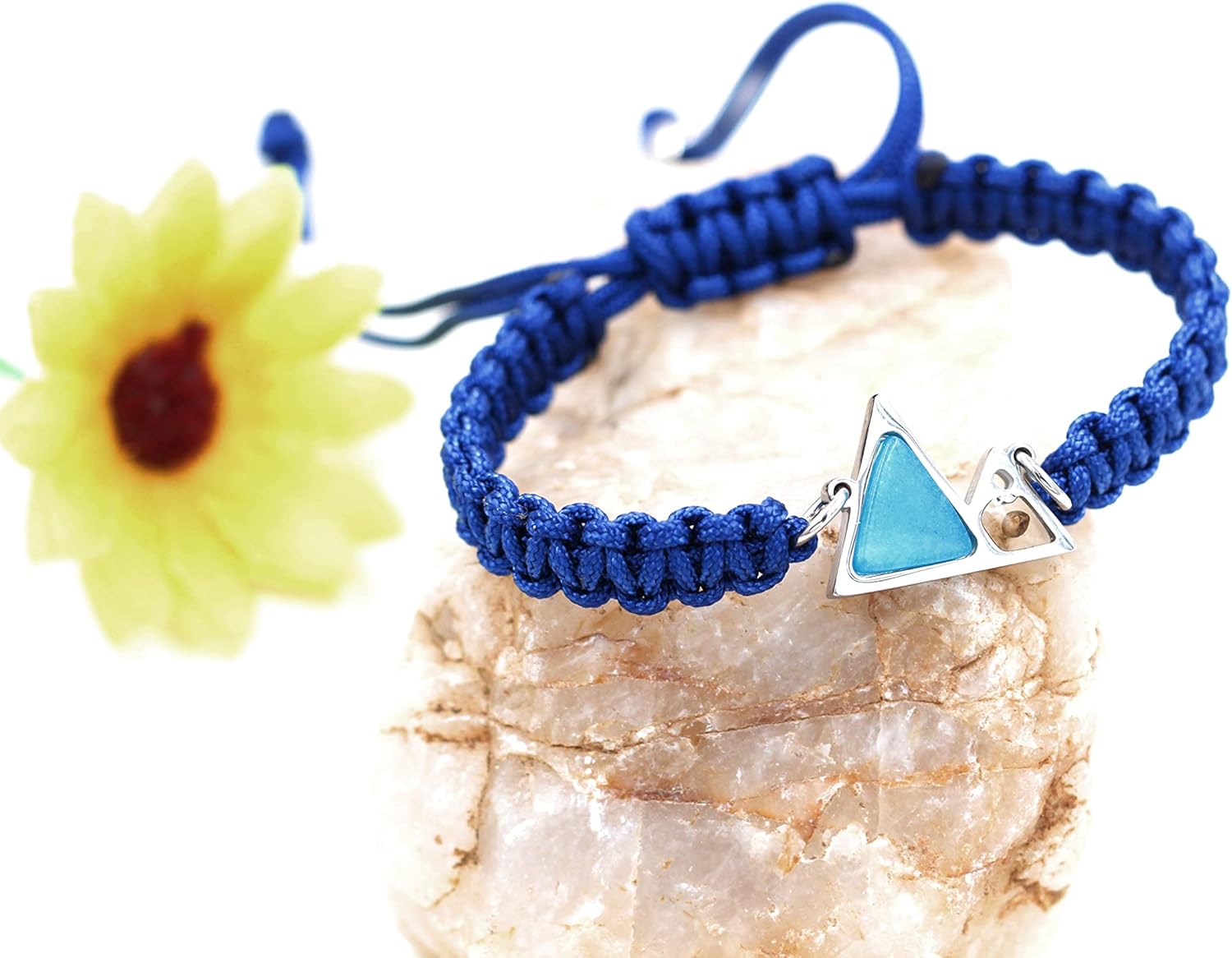 Uloveido Mustard Seed Mountain Bracelet | Handmade Braided Rope Bracelet with Blue Triangle Charm for Faith | Christian Jewelry for Men Women Gift YA5053