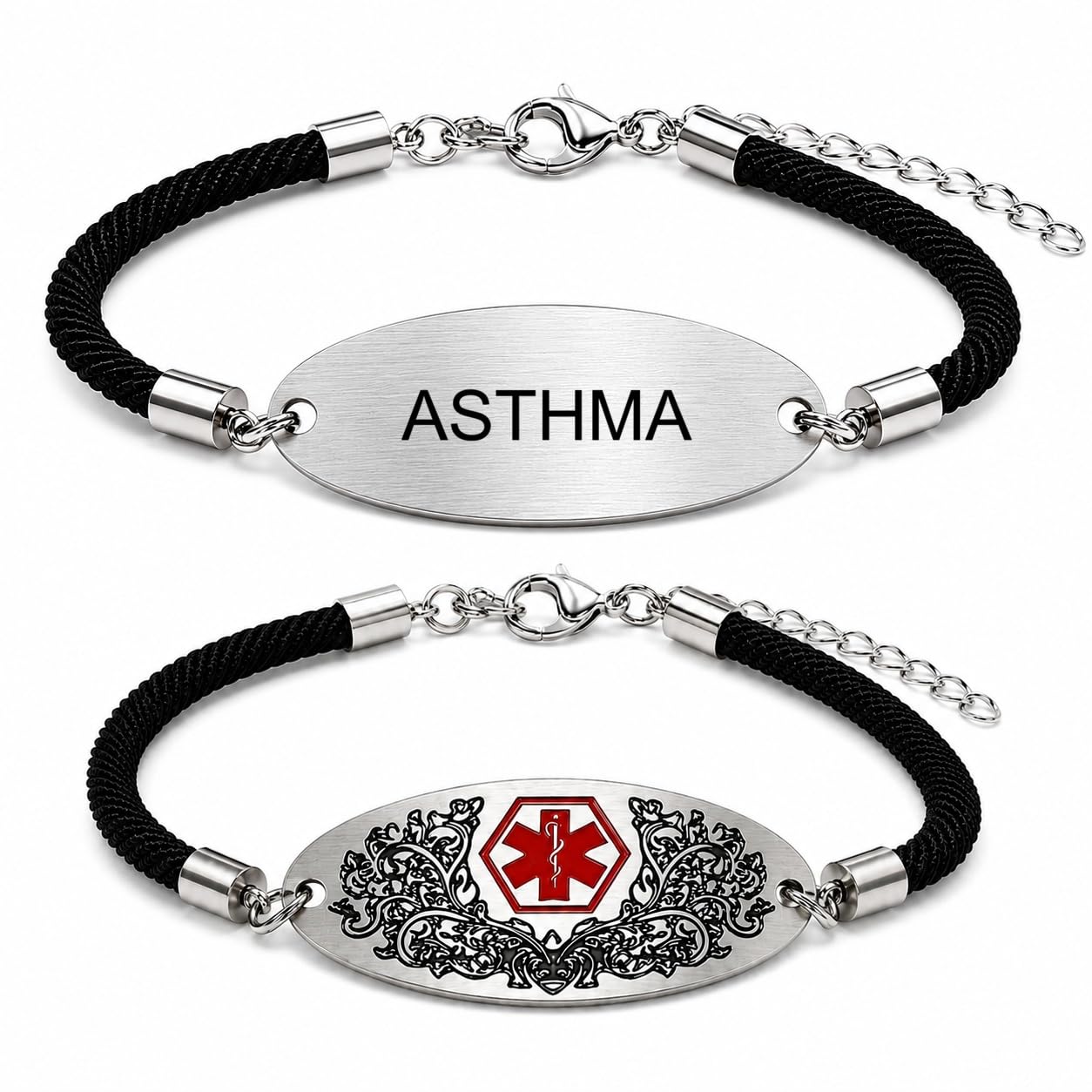 Medical Alert Bracelet with Dynamic QR Code or Custom Laser Engraving | Personalized Medical ID Bracelet | Emergency Medical Jewelry for Health Conditions | Stainless Steel Rope Chain