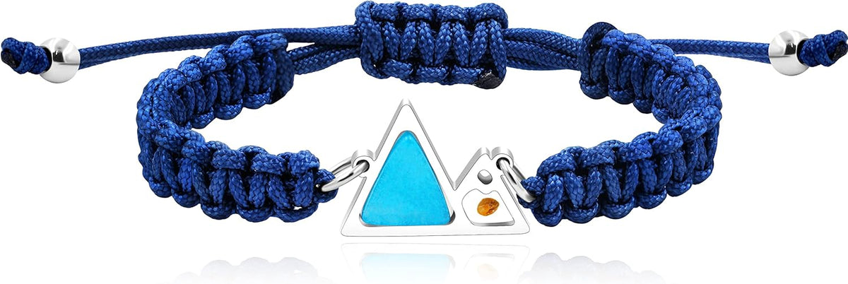 Uloveido Mustard Seed Mountain Bracelet | Handmade Braided Rope Bracelet with Blue Triangle Charm for Faith | Christian Jewelry for Men Women Gift YA5053