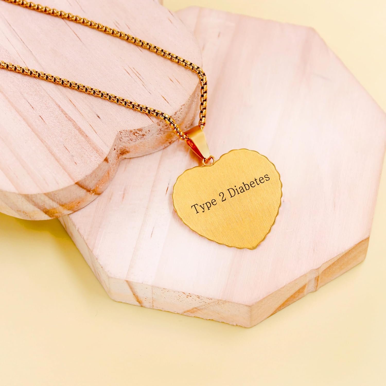 Uloveido Free Engraving Medical Alert Necklace – Heart-Shaped Gold-Plated Pendant with Zircon Accents, Custom Medical ID Jewelry, Allergy-Safe 50cm Chain, Unisex for Seniors, Sports, and Active Lifestyle