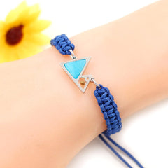 Uloveido Mustard Seed Mountain Bracelet | Handmade Braided Rope Bracelet with Blue Triangle Charm for Faith | Christian Jewelry for Men Women Gift YA5053