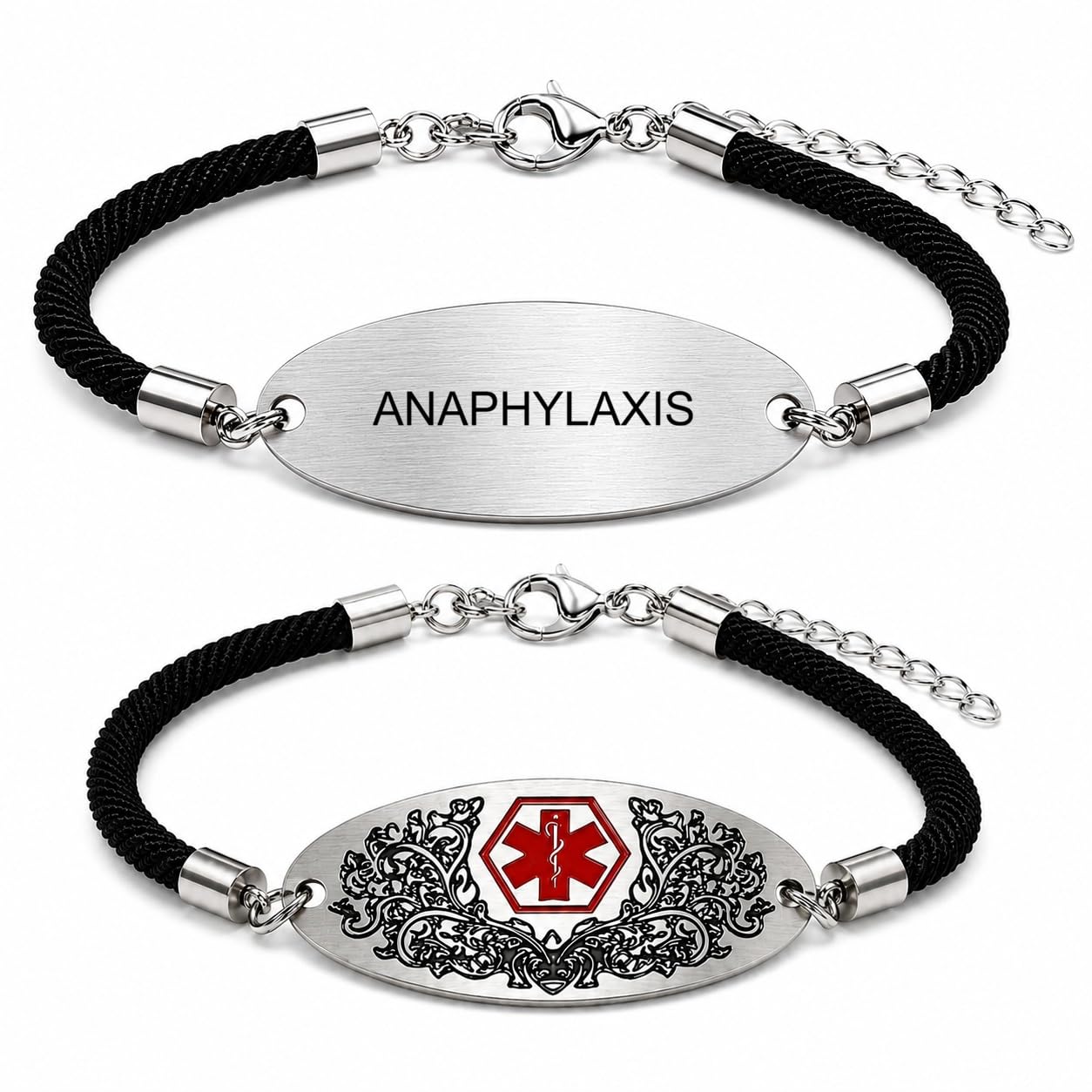 Medical Alert Bracelet with Dynamic QR Code or Custom Laser Engraving | Personalized Medical ID Bracelet | Emergency Medical Jewelry for Health Conditions | Stainless Steel Rope Chain
