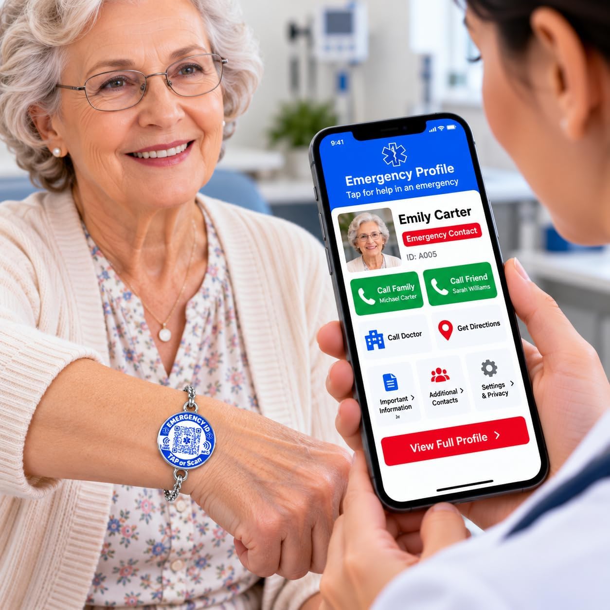 Uloveido NFC QR Medical ID Bracelet, Editable Emergency Medical Profile