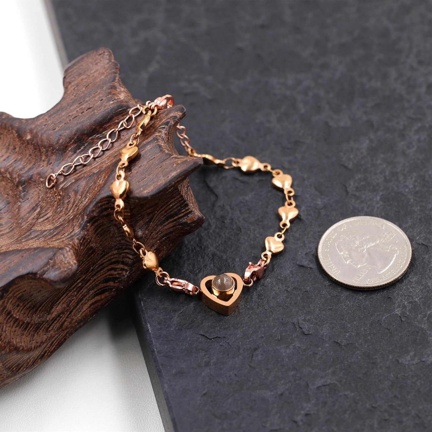 100 Languages Projection Pendant Bracelet | I LOVE YOU Heart Chain Bracelets | Fashion Bless Good Fortune Friendship Elegant Personalized Adjustable Length Stainless steel Jewelry Y4186