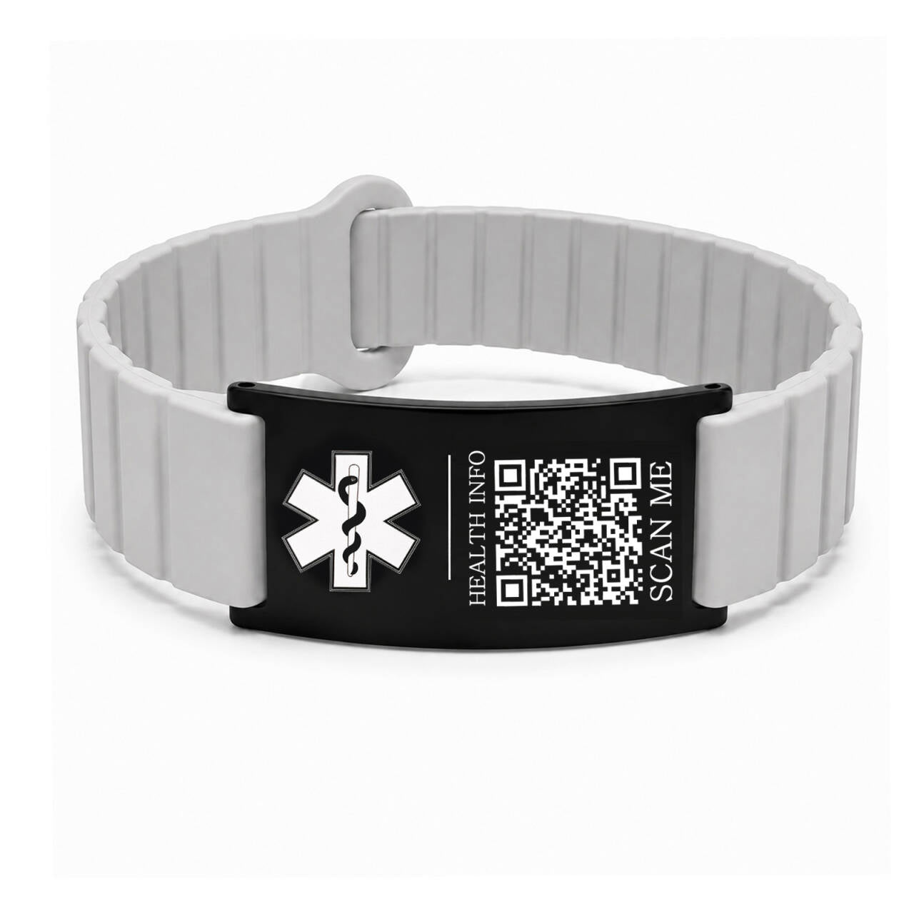 Medical Alert Bracelet for Men Women, Personalized Medical ID Wristband with Engraved Stainless Steel Plate, Diabetes Blood Thinner Emergency ID Bracelet, Adjustable Silicone Medical Bracelet