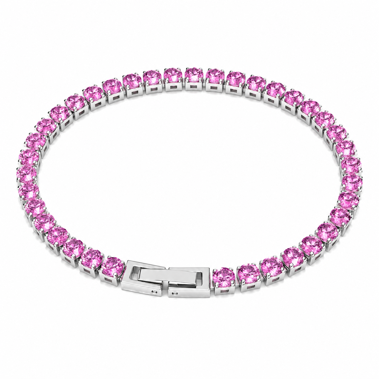 Tennis Bracelets for Women Men Stainless Steel 4mm AAAAA Cubic Zirconia Classic Tennis Bracelet Sparkly CZ Bracelet with Fold Over Clasp, Size 6.5/7/7.5/8 Inch Romantic Valentines Day Jewelry