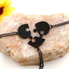 Uloveido Personalized 3 Name Puzzle Heart Necklace Stainless Steel Custom Engraved Interlocking Heart Pendant Best Friends Sisters Family Matching Friendship Jewelry Gift