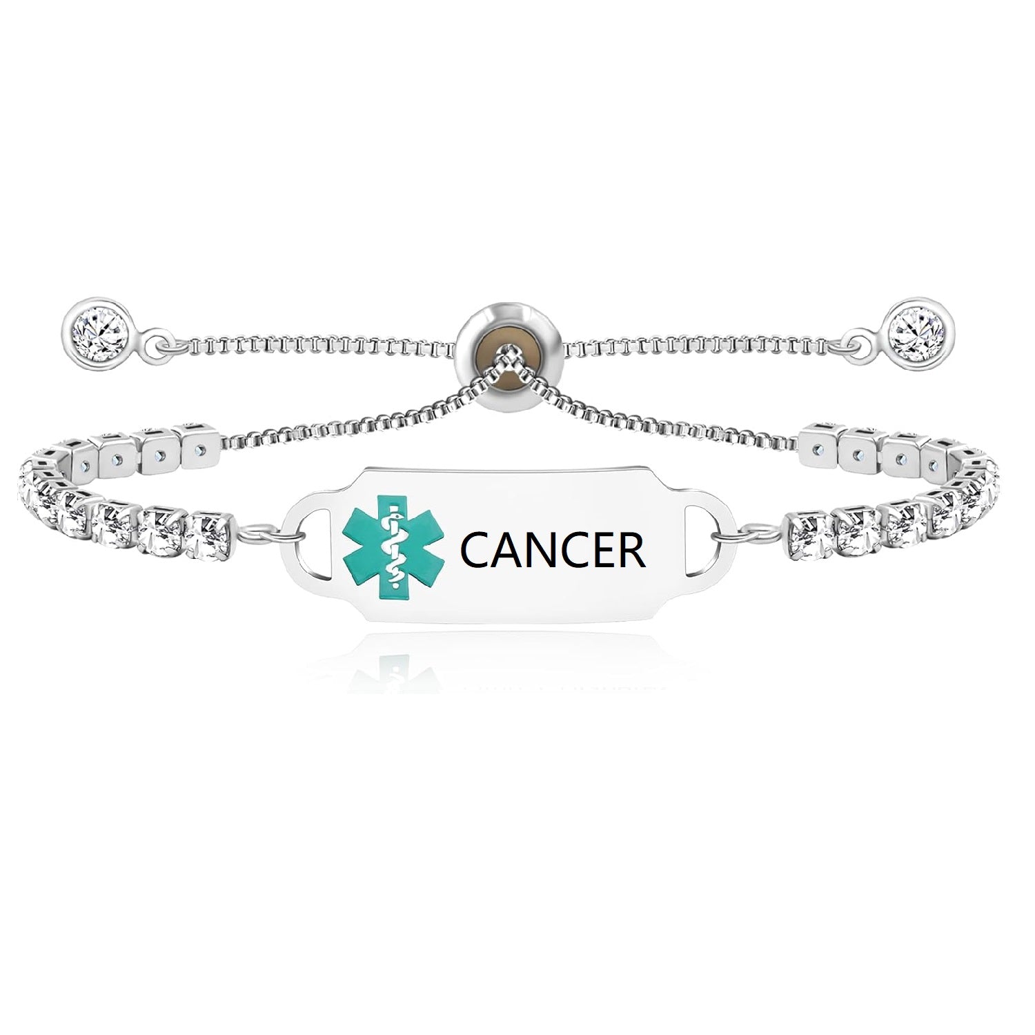 Uloveido Custom Engraved Medical Alert Bracelet | Personalized Stainless Steel CZ Tennis Chain ID Tag | Adjustable Emergency Jewelry for Women