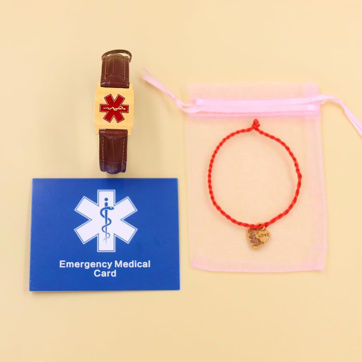 Uloveido Dynamic QR Code Medical Alert Bracelet for Men & Women, Genuine Leather Adjustable Medical ID Bracelet with Stainless Steel Plate, Scan to Update Emergency Info, No Engraving Required