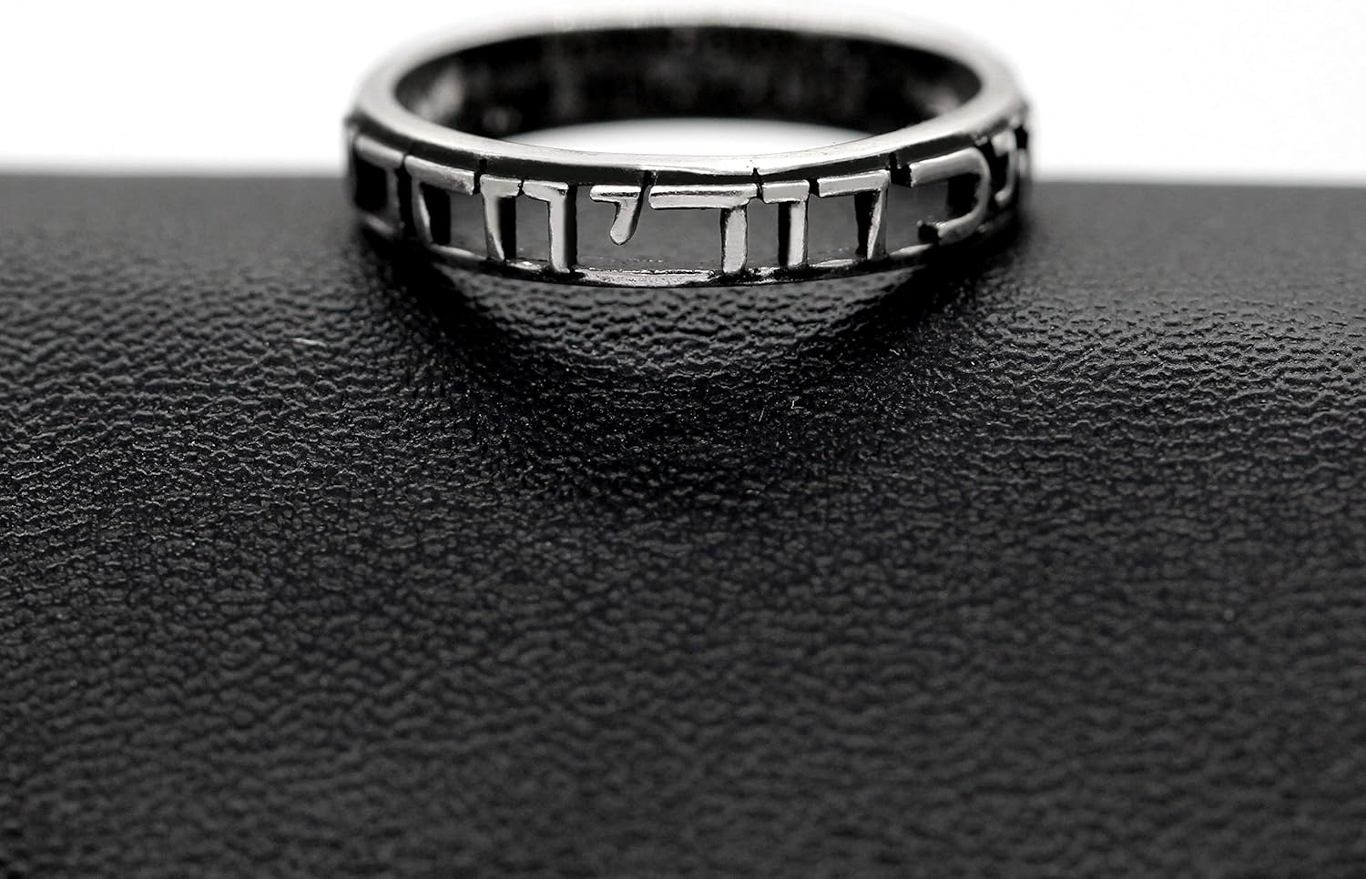 Uloveido Antique Black Thai Silver Hollow Band Ring – Hand-Engraved Hebrew Script, Israeli Religious Jewelry, Size 8-12 (Y583)