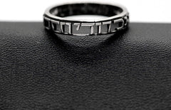 Uloveido Antique Black Thai Silver Hollow Band Ring – Hand-Engraved Hebrew Script, Israeli Religious Jewelry, Size 8-12 (Y583)