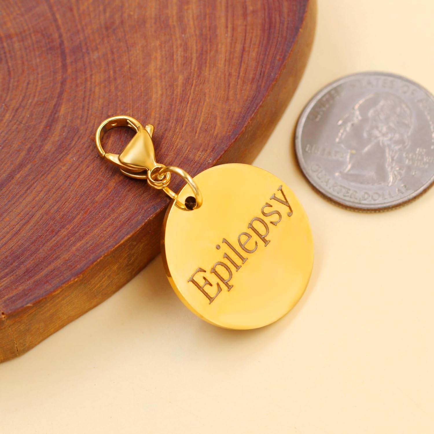 Medical Keychain Round Waterproof Stainless Steel Free Customizable Emergency Medical Jewelry for Men Women Seniors