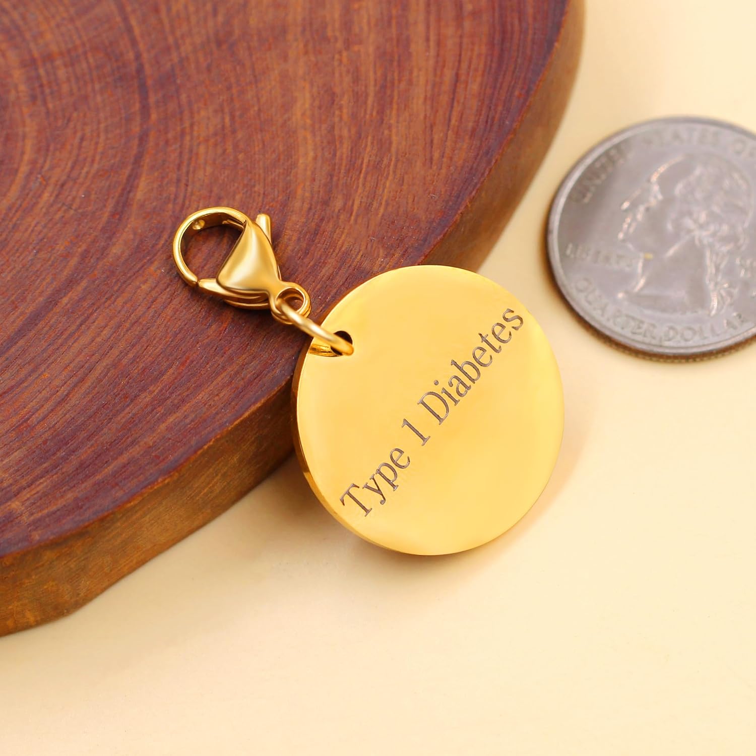 Medical Keychain Round Waterproof Stainless Steel Free Customizable Emergency Medical Jewelry for Men Women Seniors