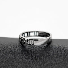 Uloveido Antique Black Thai Silver Hollow Band Ring – Hand-Engraved Hebrew Script, Israeli Religious Jewelry, Size 8-12 (Y583)