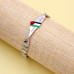 Minimalist Palestine-Inspired Adjustable Bracelet, Lightweight Unisex Ethnic Jewelry with Multi-Chain Design, Stainless Steel Silver-Tone Bracelet for Daily Wear, Office & Travel