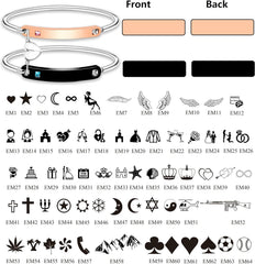 Uloveido His and Hers Matching Cuff Bracelet Set, Stainless Steel Couple Bangle with Cubic Zirconia, Black Men’s Bracelet & Rose Gold Women’s Bracelet, Custom Engraved Relationship Jewelry