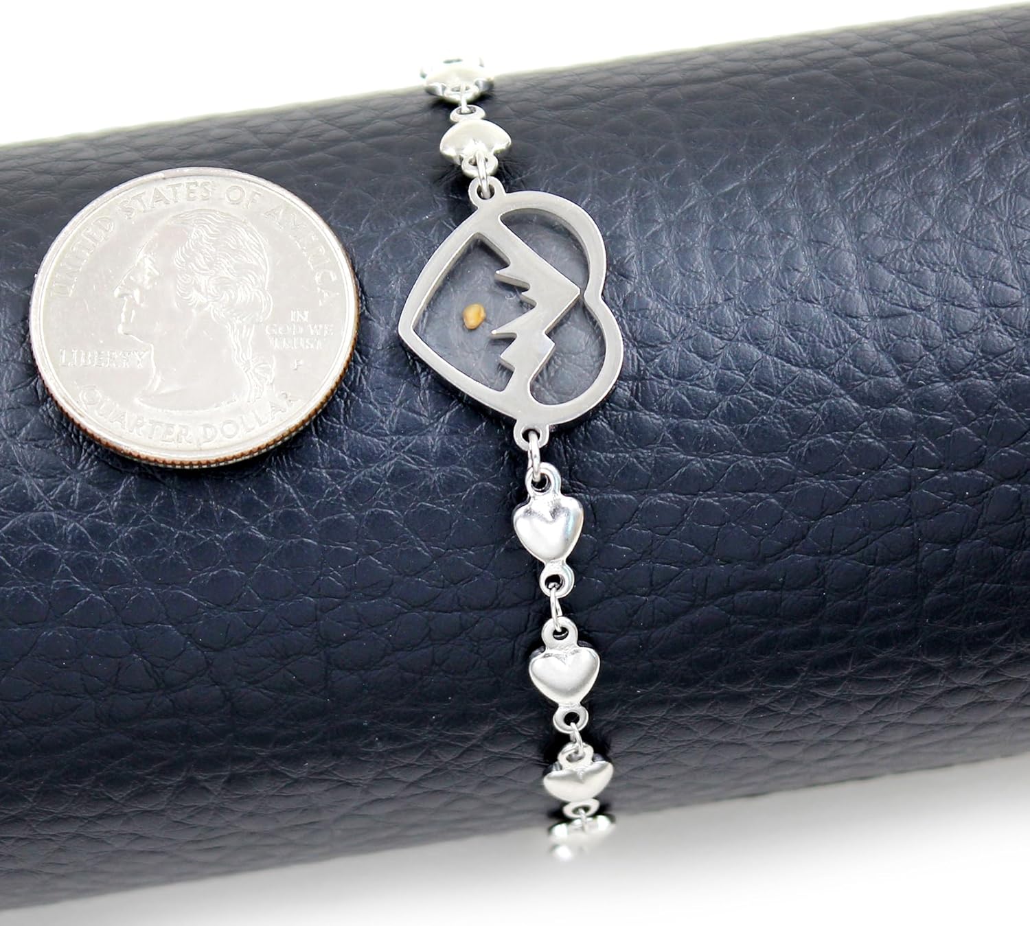 Mustard Seed Stainless Steel Heart Charm Link Bracelet for Women, Religious Bracelets Christian Blessing Encouragement Jewelry for Christmas