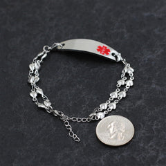 Medical Alert Bracelets for Women Men Free Engraving, Personalized Customizable Medical ID Bracelet, Double Chain Heart Wristband YA3985