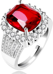 Uloveido Adjustable Cushion Cut Cubic Zirconia Ring for Women, Platinum & Rose Golded Plated CZ Statement Cocktail Ring, Multi Color Fashion Jewelry Y987