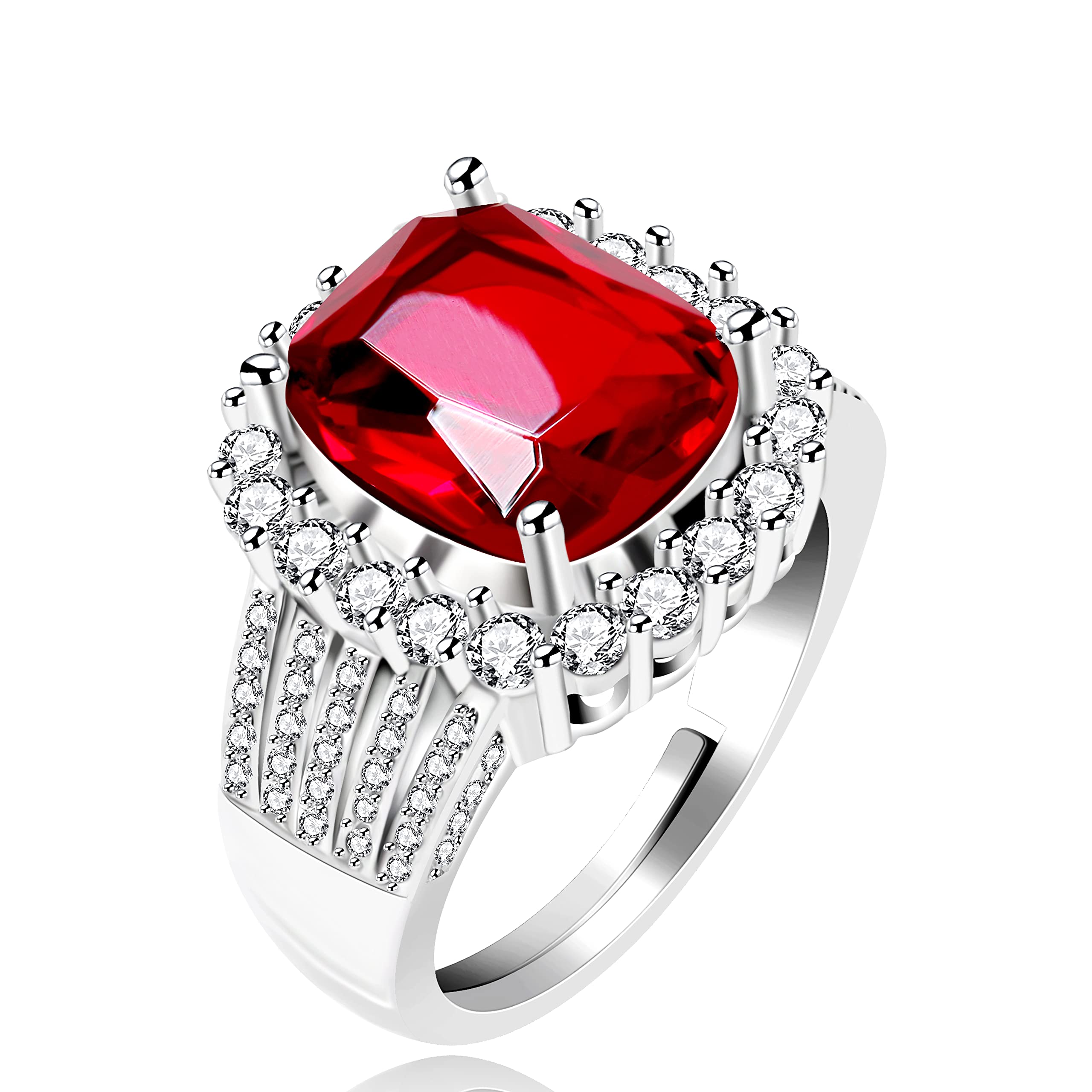 Uloveido Adjustable Cushion Cut Cubic Zirconia Ring for Women, Platinum & Rose Golded Plated CZ Statement Cocktail Ring, Multi Color Fashion Jewelry Y987