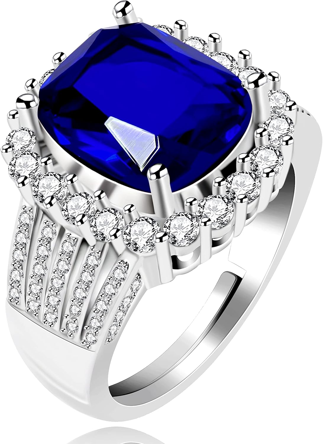 Uloveido Adjustable Cushion Cut Cubic Zirconia Ring for Women, Platinum & Rose Golded Plated CZ Statement Cocktail Ring, Multi Color Fashion Jewelry Y987