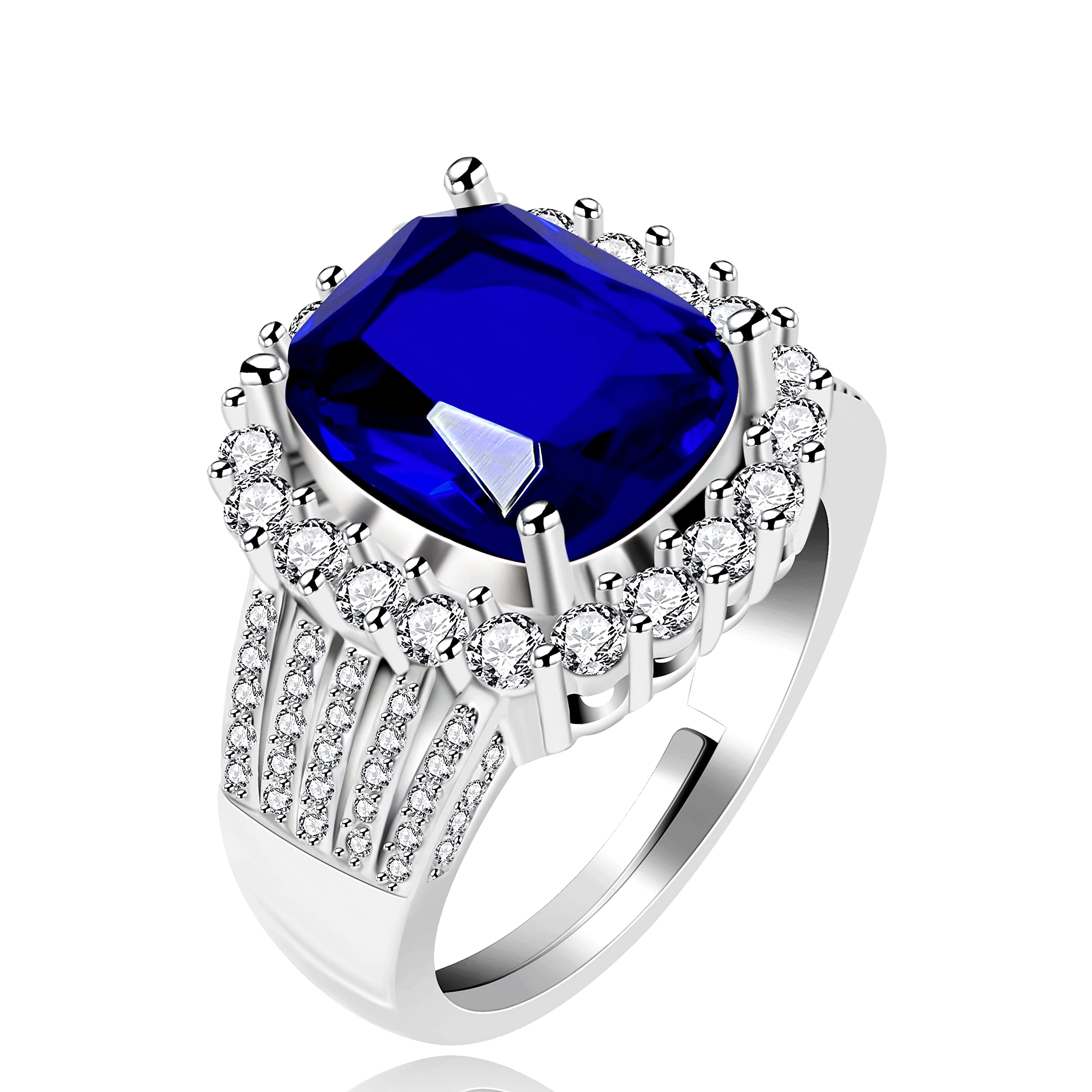 Uloveido Adjustable Cushion Cut Cubic Zirconia Ring for Women, Platinum & Rose Golded Plated CZ Statement Cocktail Ring, Multi Color Fashion Jewelry Y987