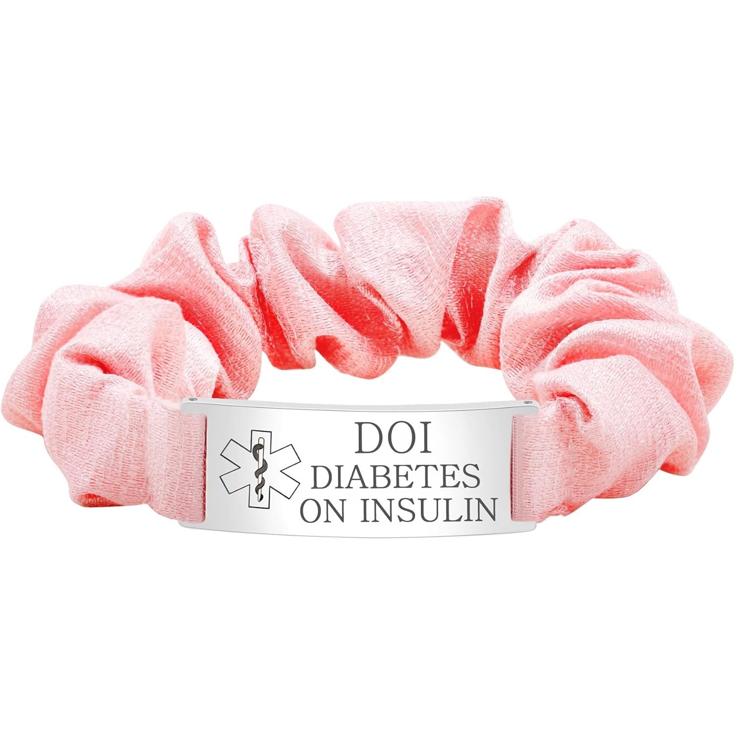 Dynamic QR Code Medical Alert Scrunchie Bracelet for Women, Editable Fabric Medical ID Wristband, Scan to Update Emergency & Health Information Without Login, Elastic Hair Tie Style, YA5426