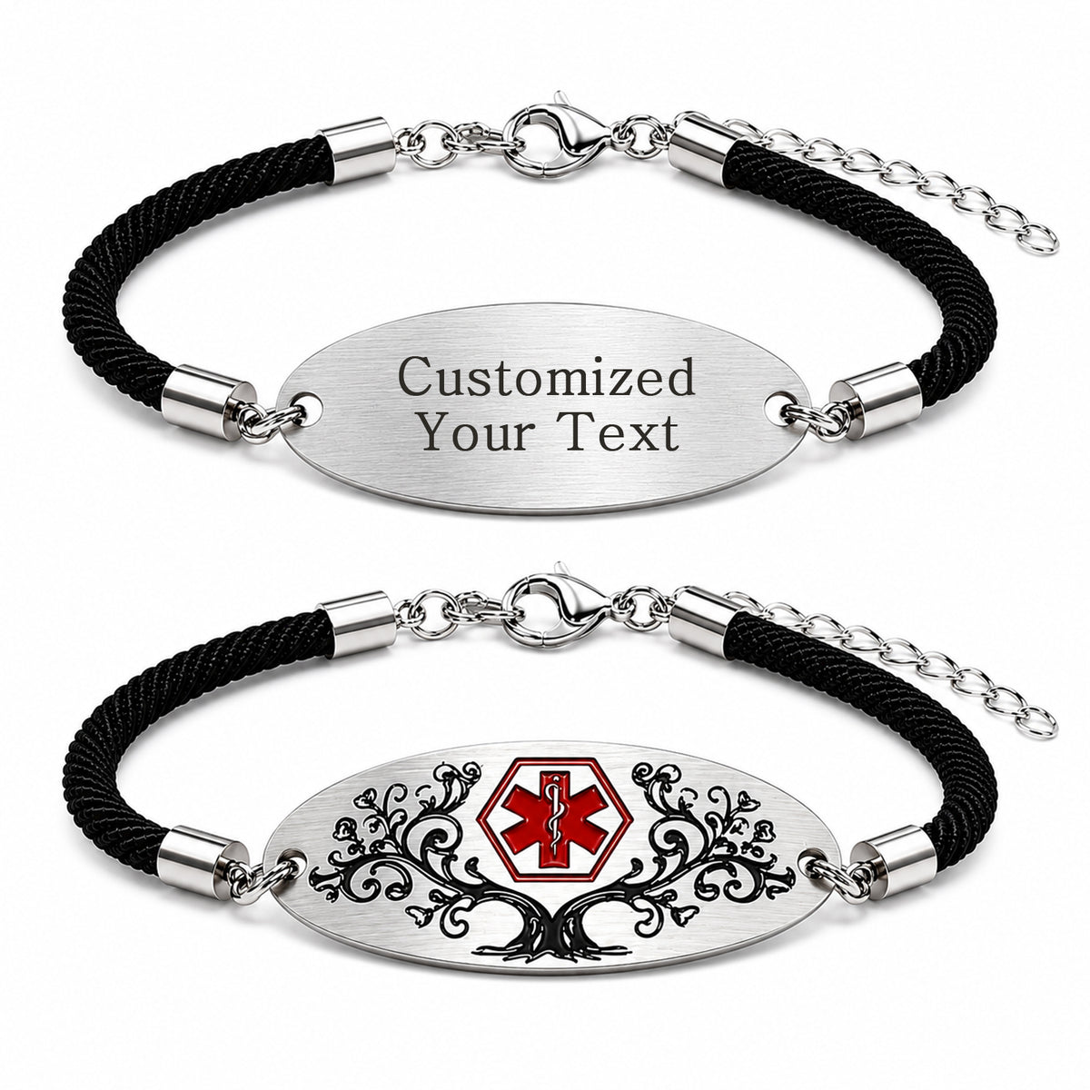 Personalized Medical Alert Bracelet | Dynamic QR Code or Custom Engraving Medical ID Jewelry | Adjustable Stainless Steel Bracelet for Women Men, Emergency Contact Information