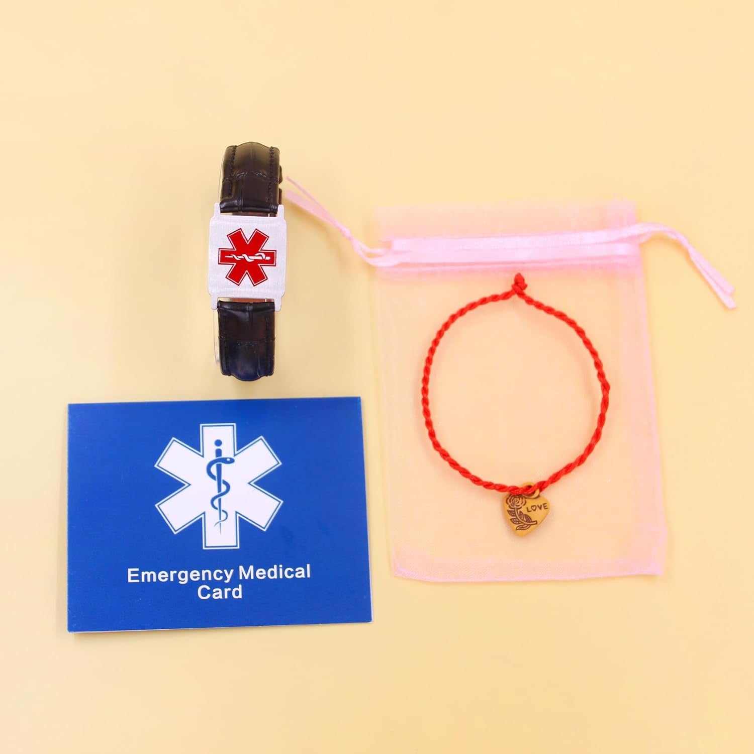 Uloveido Dynamic QR Code Medical Alert Bracelet for Men & Women, Genuine Leather Adjustable Medical ID Bracelet with Stainless Steel Plate, Scan to Update Emergency Info, No Engraving Required