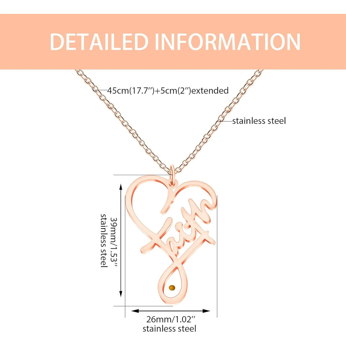 Faith Mustard Seed Heart Necklace | “Faith Can Move Mountains” Infinity Pendant | Matthew 17:20 Christian Inspirational Jewelry (Gold / White / Rose Gold)