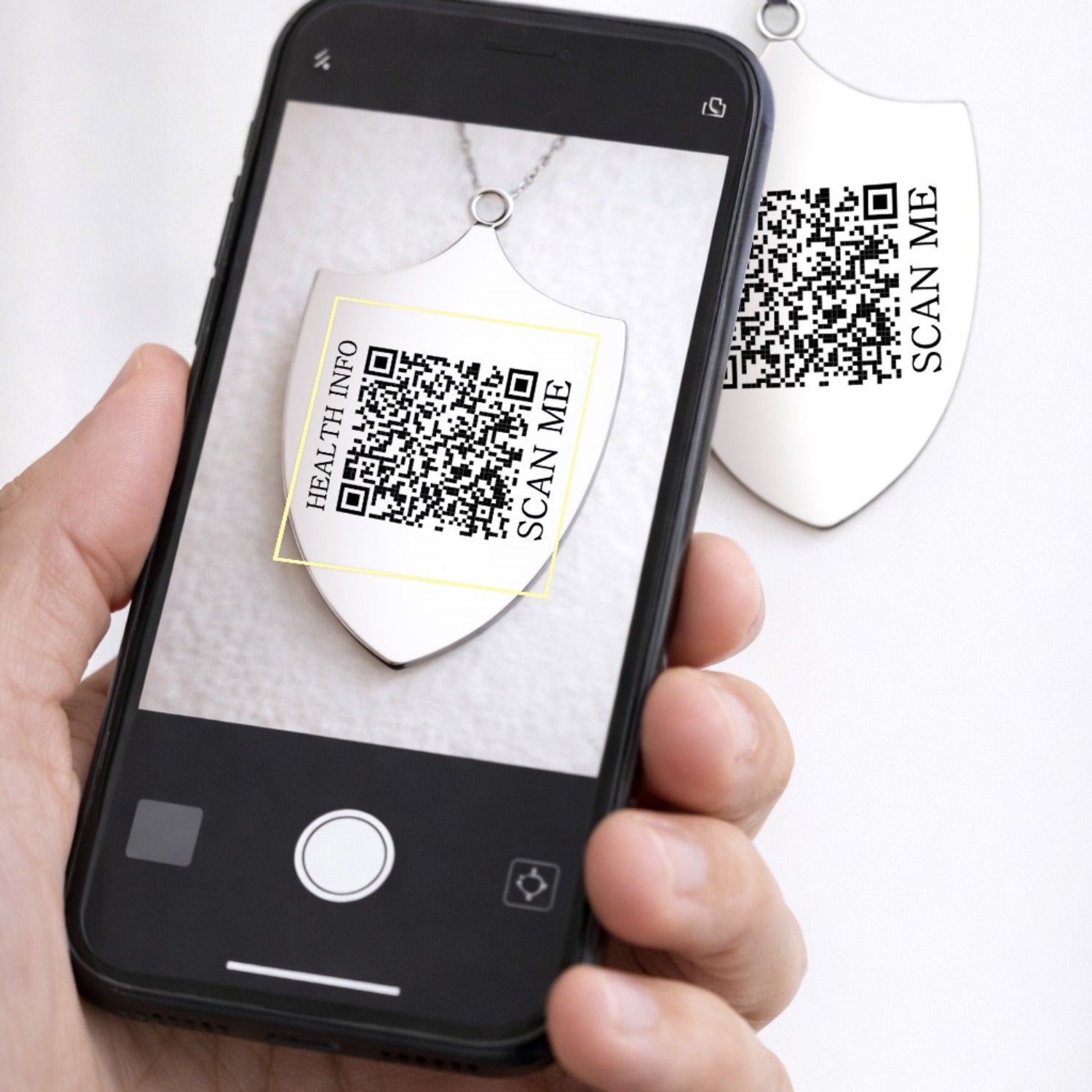 Uloveido Dynamic QR Code Medical Alert Necklace Shield Pendant, Stainless Steel Medical ID Jewelry for Men & Women, No Engraving Required, Scan to Update Emergency Medical Information, Red/Blue