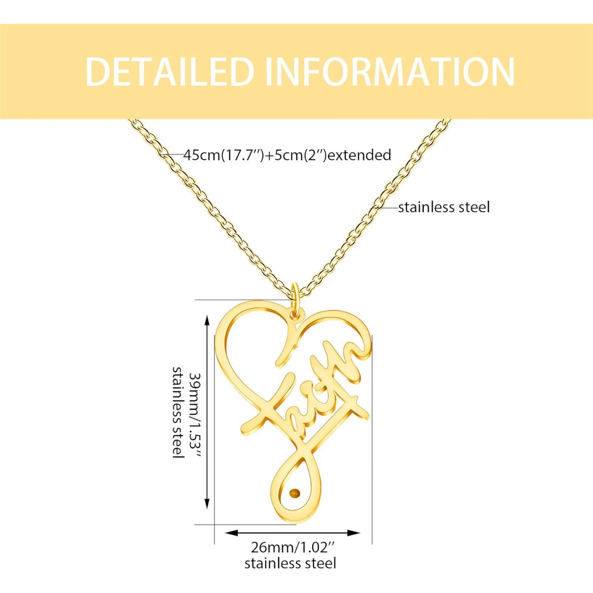 Faith Mustard Seed Heart Necklace | “Faith Can Move Mountains” Infinity Pendant | Matthew 17:20 Christian Inspirational Jewelry (Gold / White / Rose Gold)