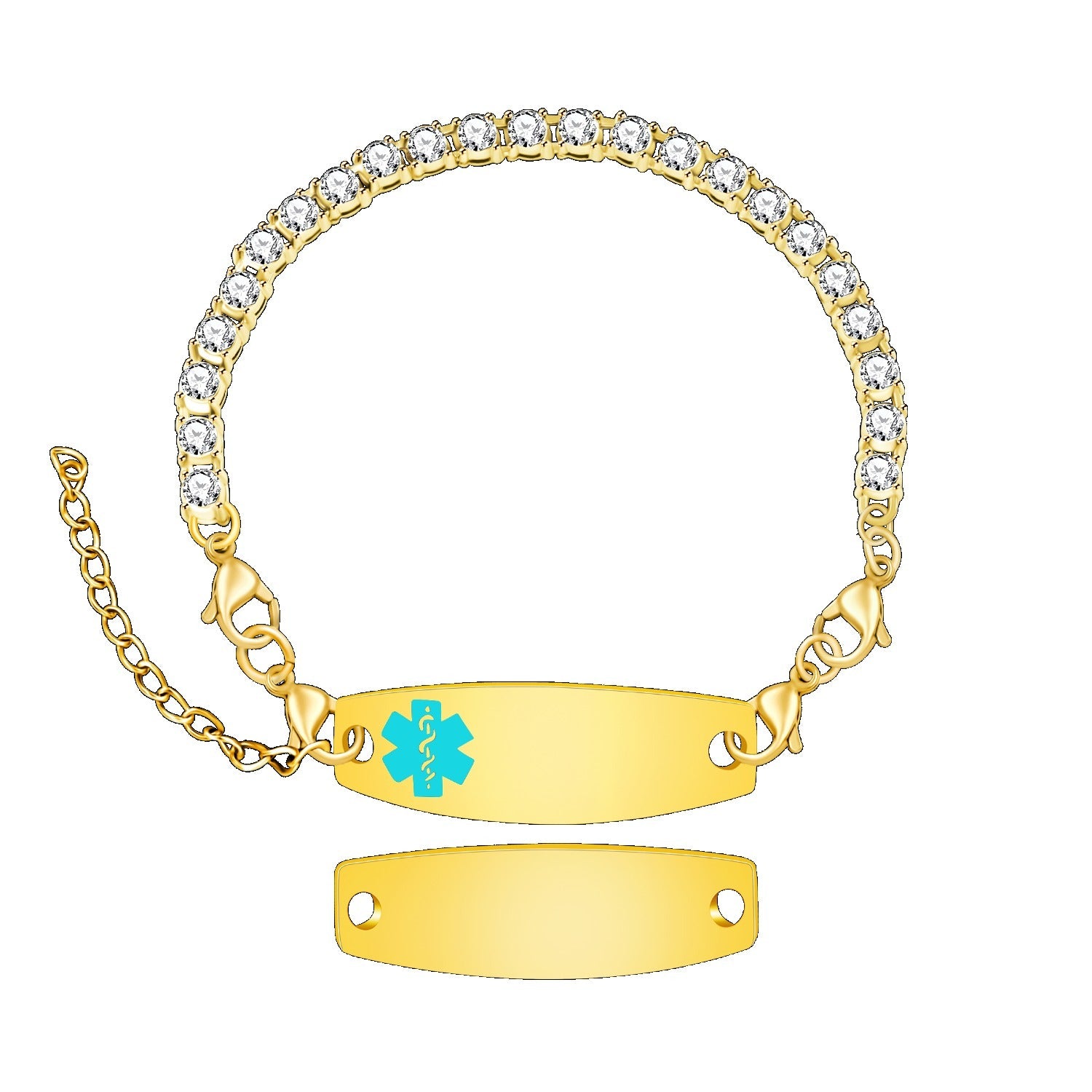 Uloveido Customizable QR Code Medical Alert Tennis Bracelet, Silver and Gold Color Options, Personalized Engraved Health ID Jewelry, Scannable Emergency Contact Wristband for Women