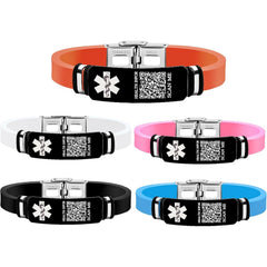 Dynamic QR Code Medical Alert Bracelet for Men Women Scan to Update Medical Info No Medical Info Needed at Checkout Silicone Wristband with Stainless Steel Emergency ID Plate