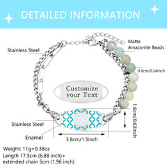 Women’s Dynamic QR Code Medical Alert Bracelet, Adjustable Amazonite Stone & Stainless Steel Medical ID Jewelry, Scan to Enter Emergency Information