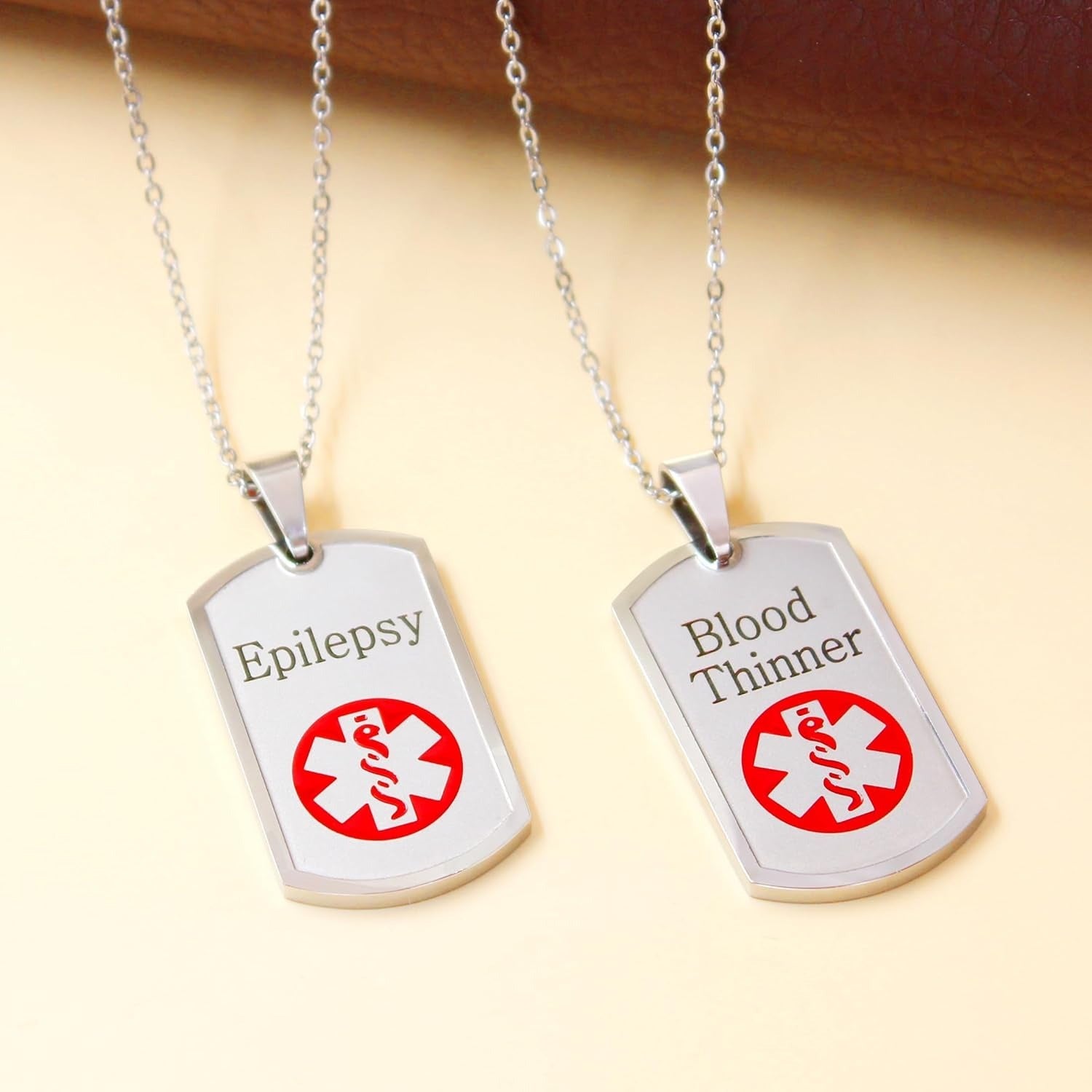 Uloveido Dynamic QR Code Medical Alert Necklace for Men & Women | Scan to Update Emergency Medical Info Stainless Steel SOS Dog Tag Pendant with Red Medical Symbol | No Engraving Required