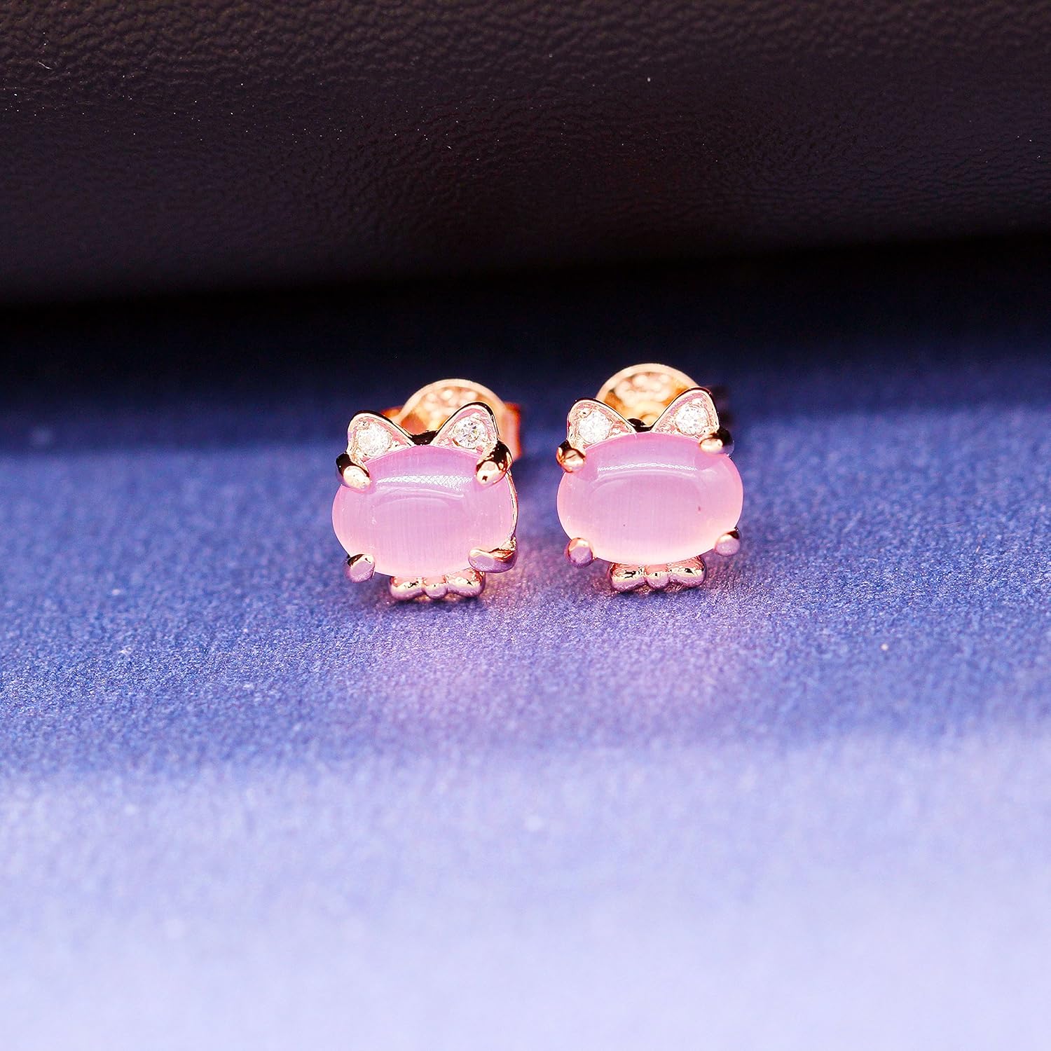 Cat Eye Stone Cat Jewelry Set – Necklace & Stud Earrings Jewelry Set for Women