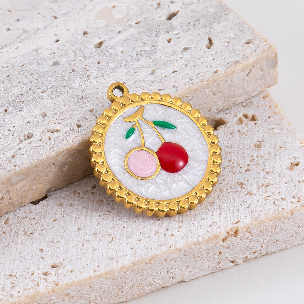 Morandi Garden Oil Painting Style Enamel Pendant | 16-20mm Stainless Steel Gold Plated Charms | DIY Bracelet Necklace Jewelry Making Accessories | Hypoallergenic, Pendant Only