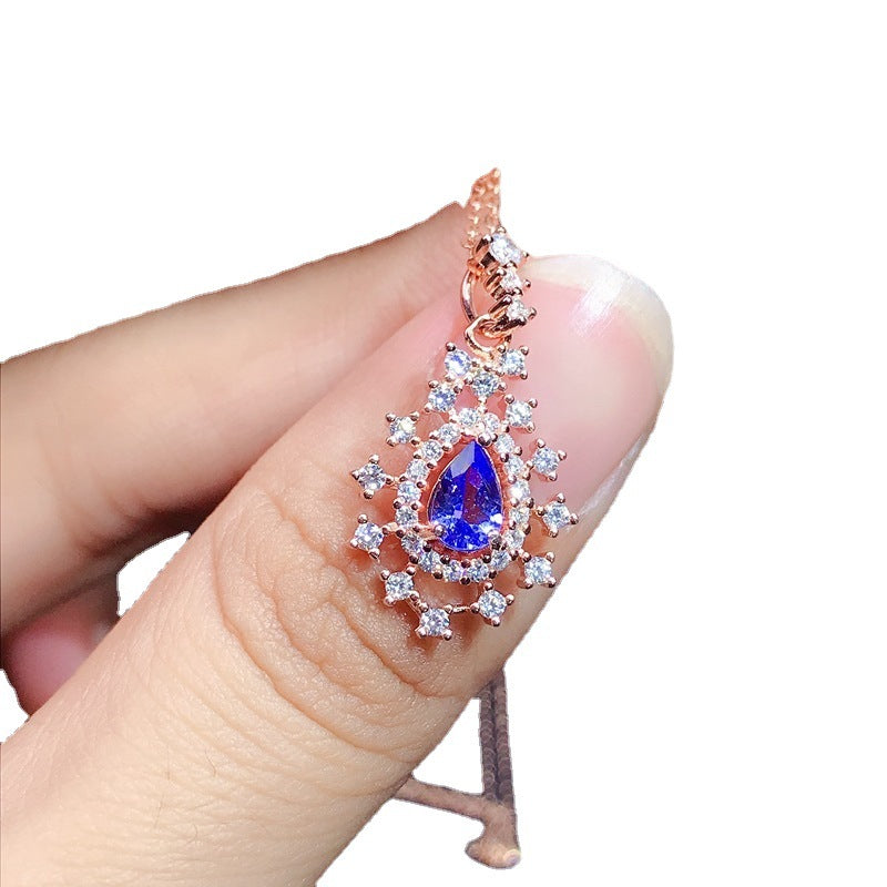 925 Silver Natural Garnet, Aquamarine, Spinel, Tanzanite Pendant for Women | Elegant Birthstone Jewelry | January Birthstone | Wedding, Engagement, Valentine's Day, Mother's Day, Birthday Gift | 20% Off