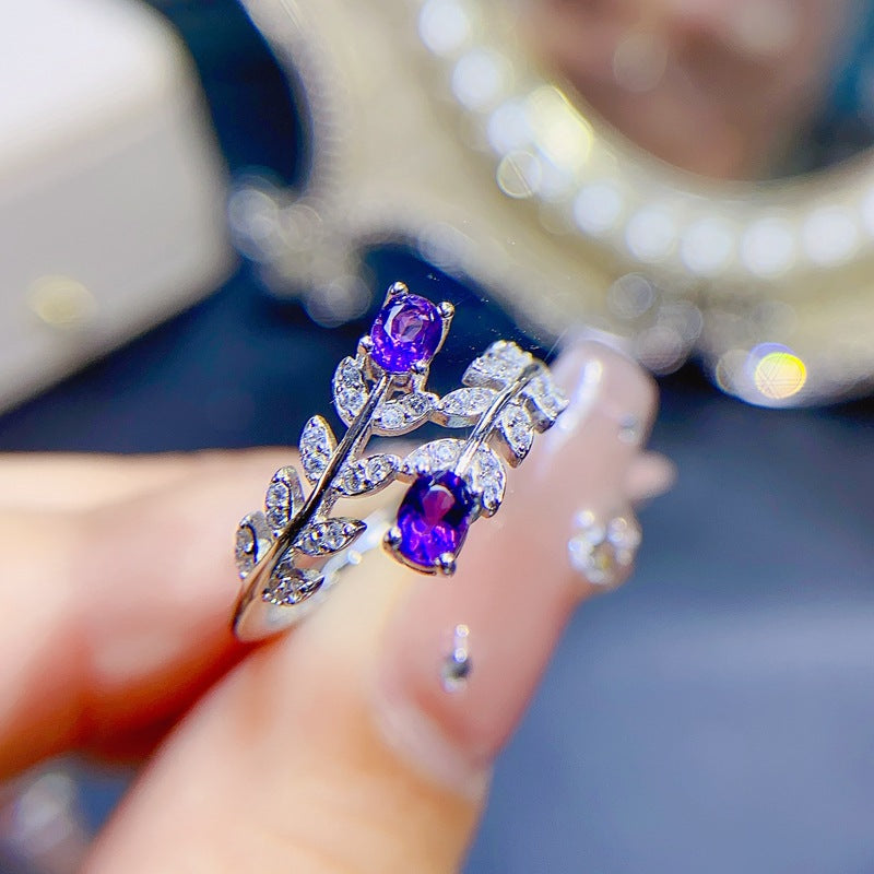 925 Silver Natural Amethyst Ring | Adjustable, Simple & Minimalist Design | February Birthstone | Valentine's Day, Mother's Day & Birthday Gift for Women | Retail & Wholesale Available | 20% Off