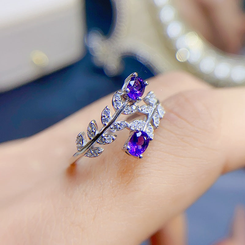 925 Silver Natural Amethyst Ring | Adjustable, Simple & Minimalist Design | February Birthstone | Valentine's Day, Mother's Day & Birthday Gift for Women | Retail & Wholesale Available | 20% Off