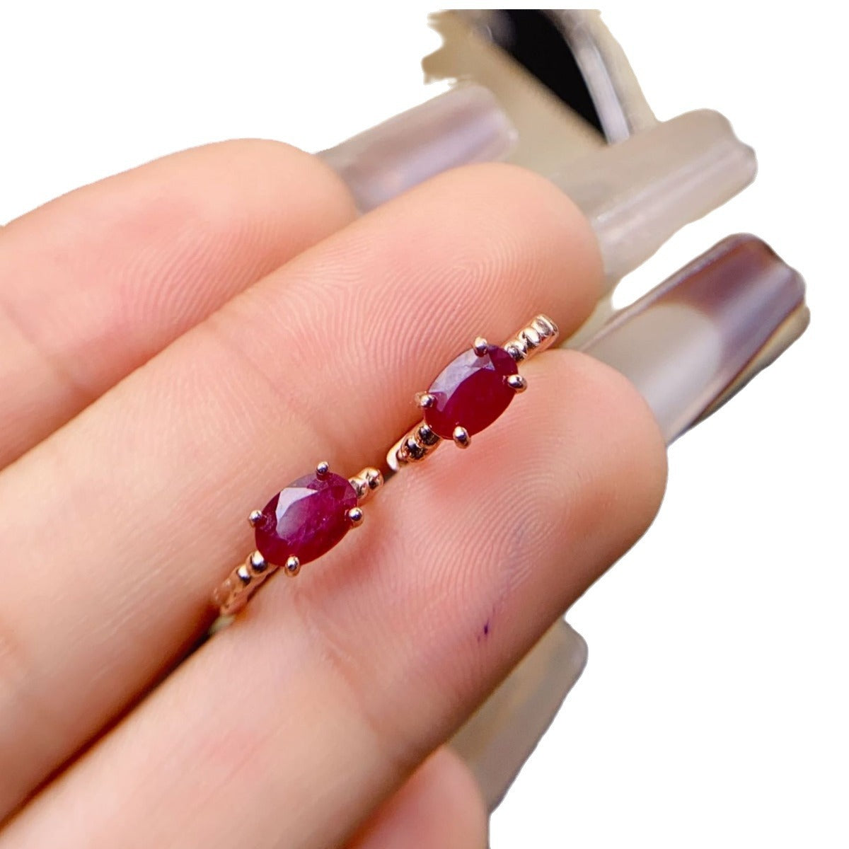 Natural Burmese Pigeon Blood Red Ruby 925 Silver Inlaid Ruby Earrings for Women, Rose Gold Plated Fine Jewelry