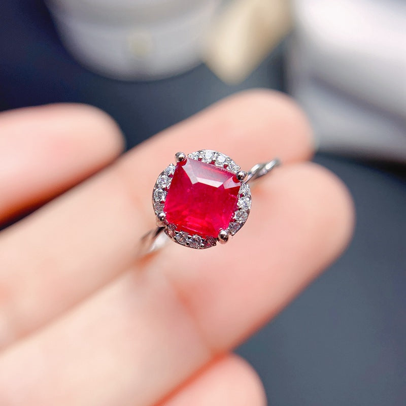 925 Sterling Silver Inlaid Natural Gemstone Ring | Garnet, Amethyst, Citrine, Topaz, Birthstone Jewelry | Elegant & Fashionable Women's Ring for Wedding, Engagement, Valentine's, Mother's Day, Birthday Gifts | 20% Off