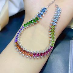 925 Silver Multi-Gemstone Bracelet | Peridot, Garnet, Prehnite, Citrine, Amethyst, Topaz | Adjustable Bead Bracelet for Women | Ideal for Birthday, Valentine's Day, Wedding & Mother's Day Gifts | 20% Off