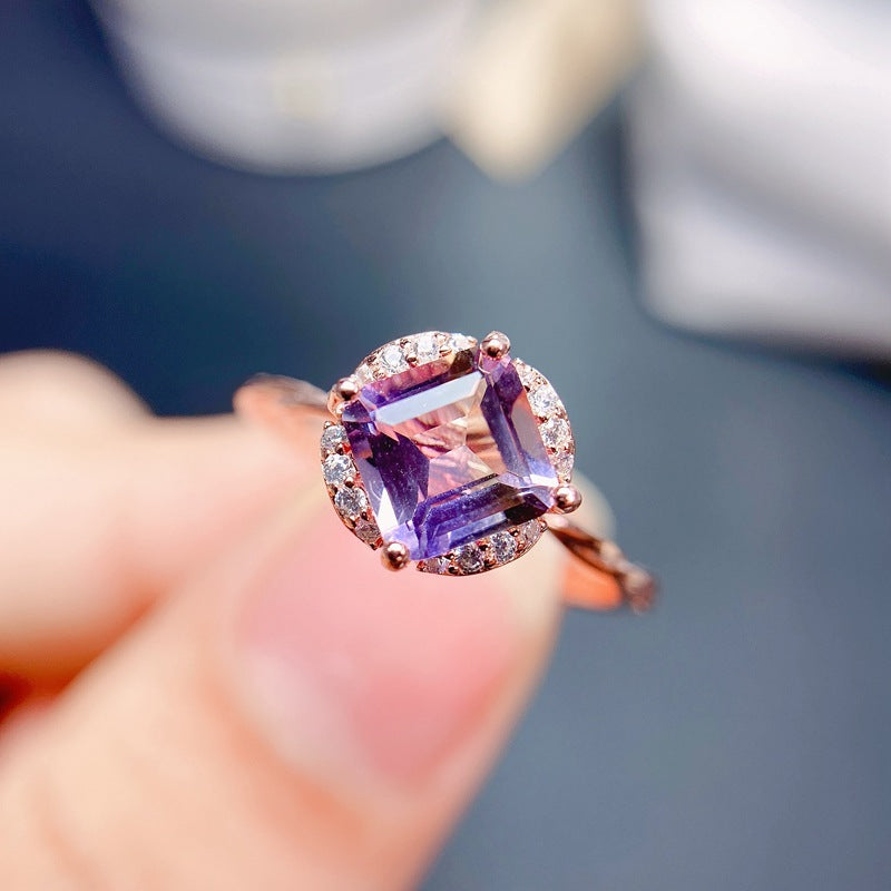 925 Sterling Silver Inlaid Natural Gemstone Ring | Garnet, Amethyst, Citrine, Topaz, Birthstone Jewelry | Elegant & Fashionable Women's Ring for Wedding, Engagement, Valentine's, Mother's Day, Birthday Gifts | 20% Off